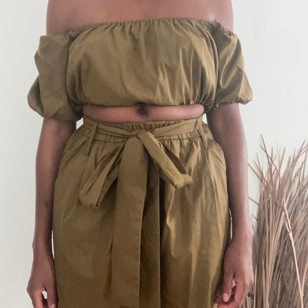 Staud tissue nylon cropped shirt